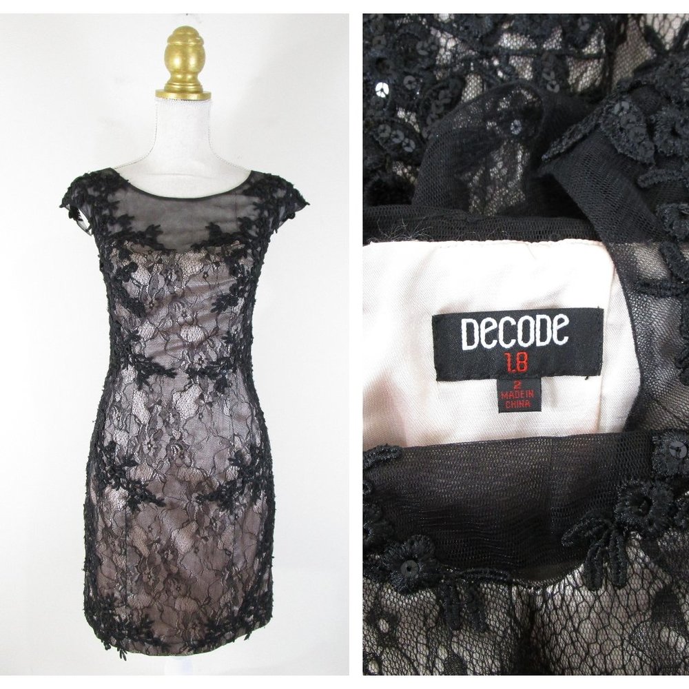 Decode 1.8 Black Floral Lace Sequin Formal Dress 2